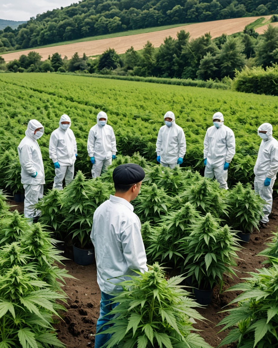 photograph of chinese gang members operating a Cannabis Farm in Rural USA